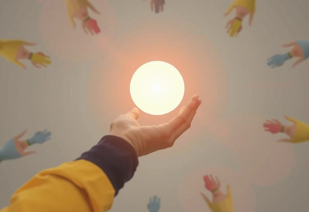 A close-up of a hand holding a glowing sphere, symbolizing energy and vitality, against a backdrop of dynamic, blurred motion. No text or letters.